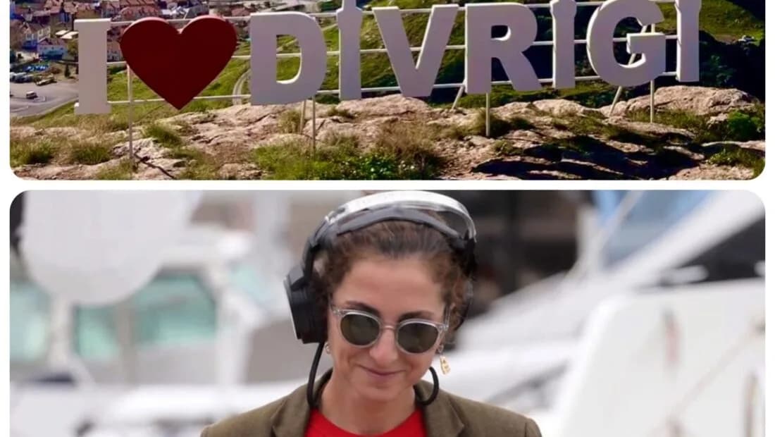 Karakuyu dizisinin çekimlerinin yapılacağı Sivas Divriği'ni simgeleyen tabela ve dizide yer alan bir karakterin yer aldığı tanıtım görseli.