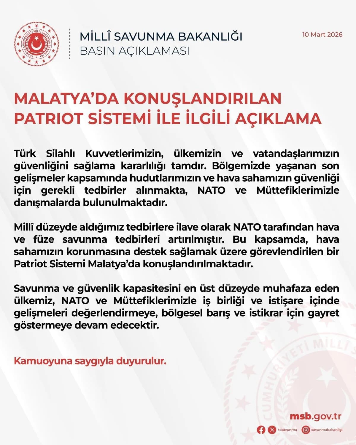 Malatya’da Patriot Sistemi Hizmete Alındı