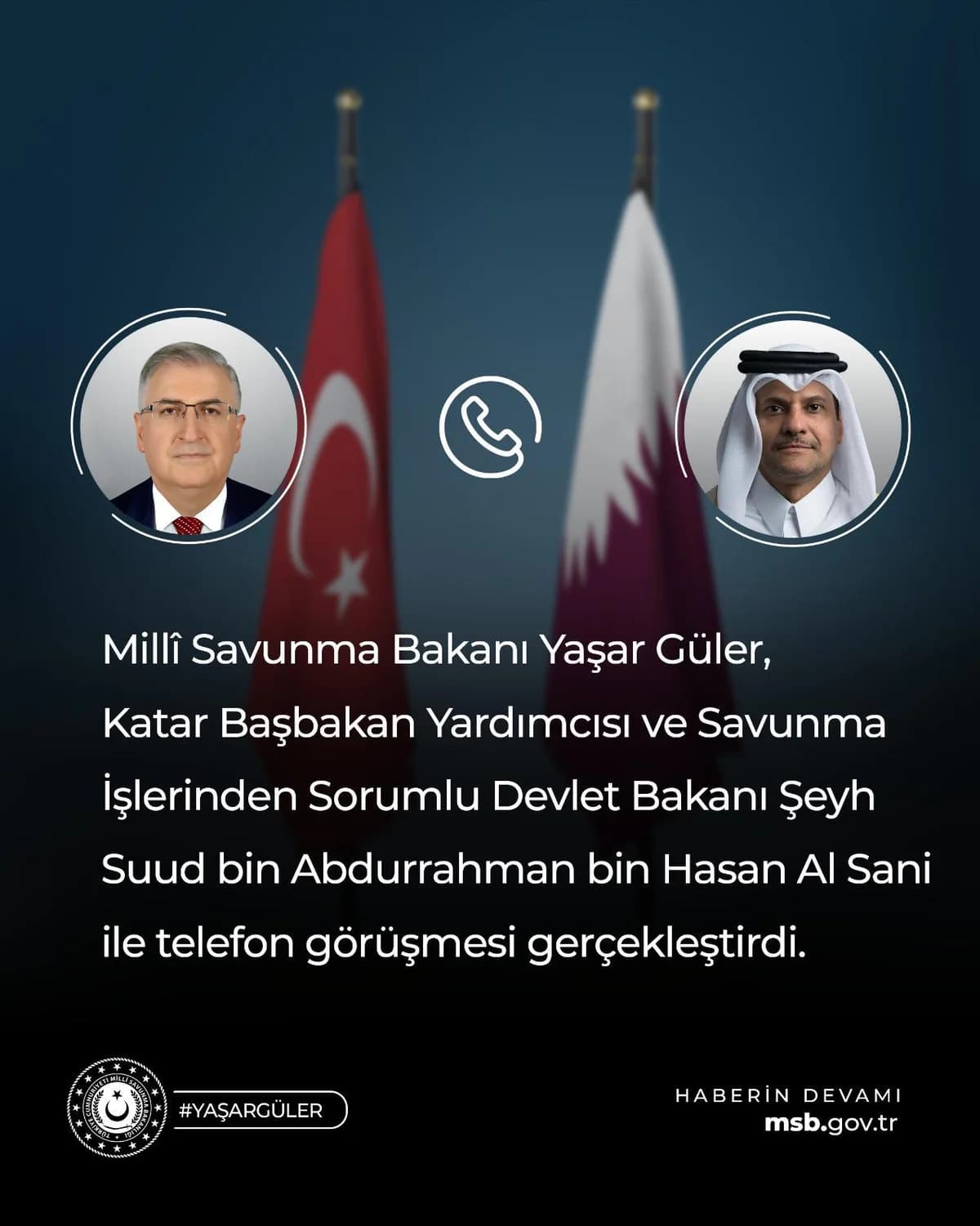 Bakan Güler, Katar Başbakan Yardımcısı ile Savunma Görüşmesi Yaptı
