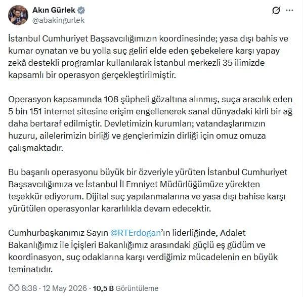 Bakan Gürlek’ten Dijital Suçlara Darbe: 35 İlde Dev Operasyon, 108 Gözaltı