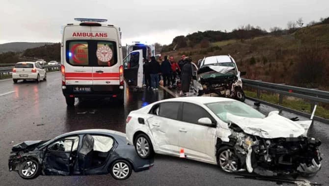 İzmir-İstanbul Otoyolu’nda 12 araç birbirine girdi: 1 ölü, 10 yaralı