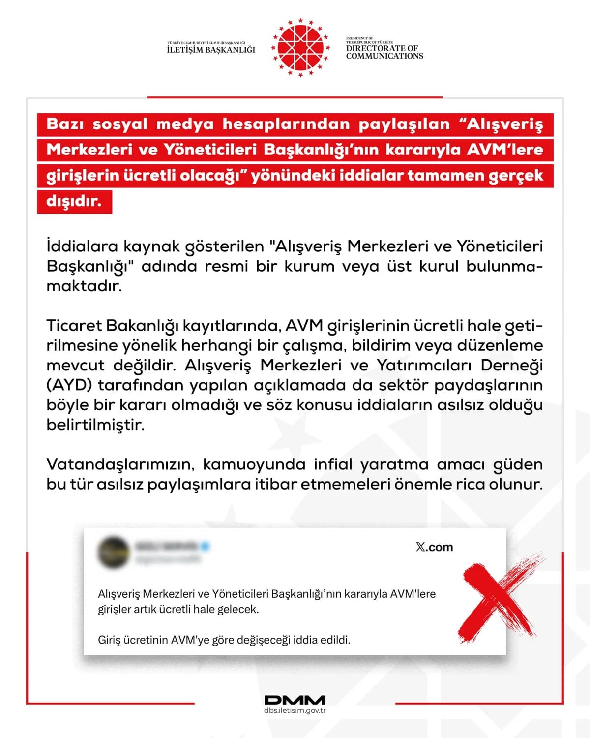 DMM’den Alışveriş Merkezleri Giriş Ücretleriyle İlgili Açıklama