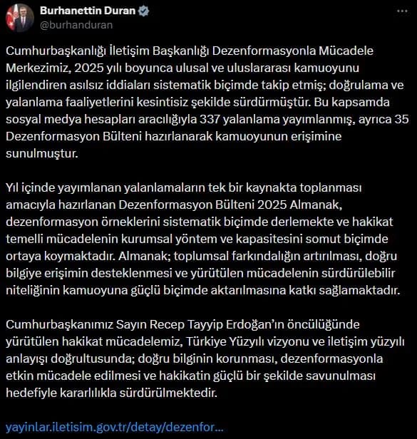 2025 Yılında 337 Yalanlama ve 35 Bülten Hazırladı