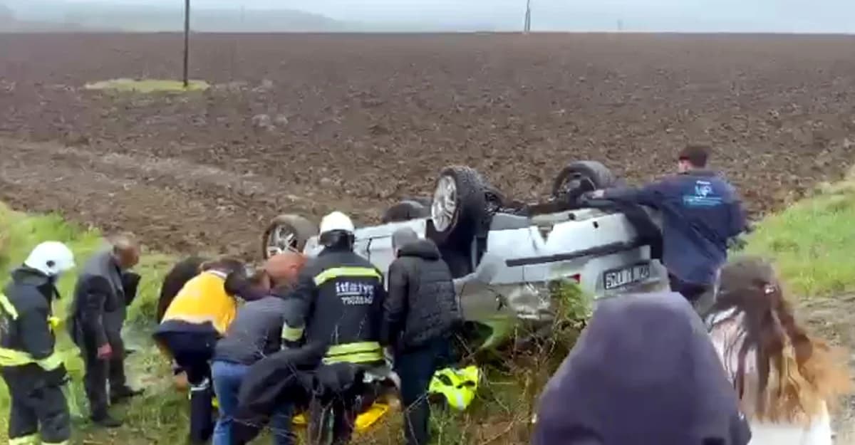 Tekirdağ’da otomobil takla attı: 3 yaralı