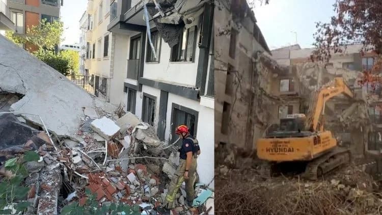 Avcılar’da Yıkım Faciası: Bina Devrildi, İş Makinesiyle Tutulmaya Çalışıldı