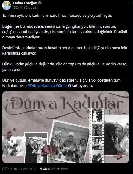 Emine Erdoğan’dan Anlamlı Dünya Kadınlar Günü Mesajı