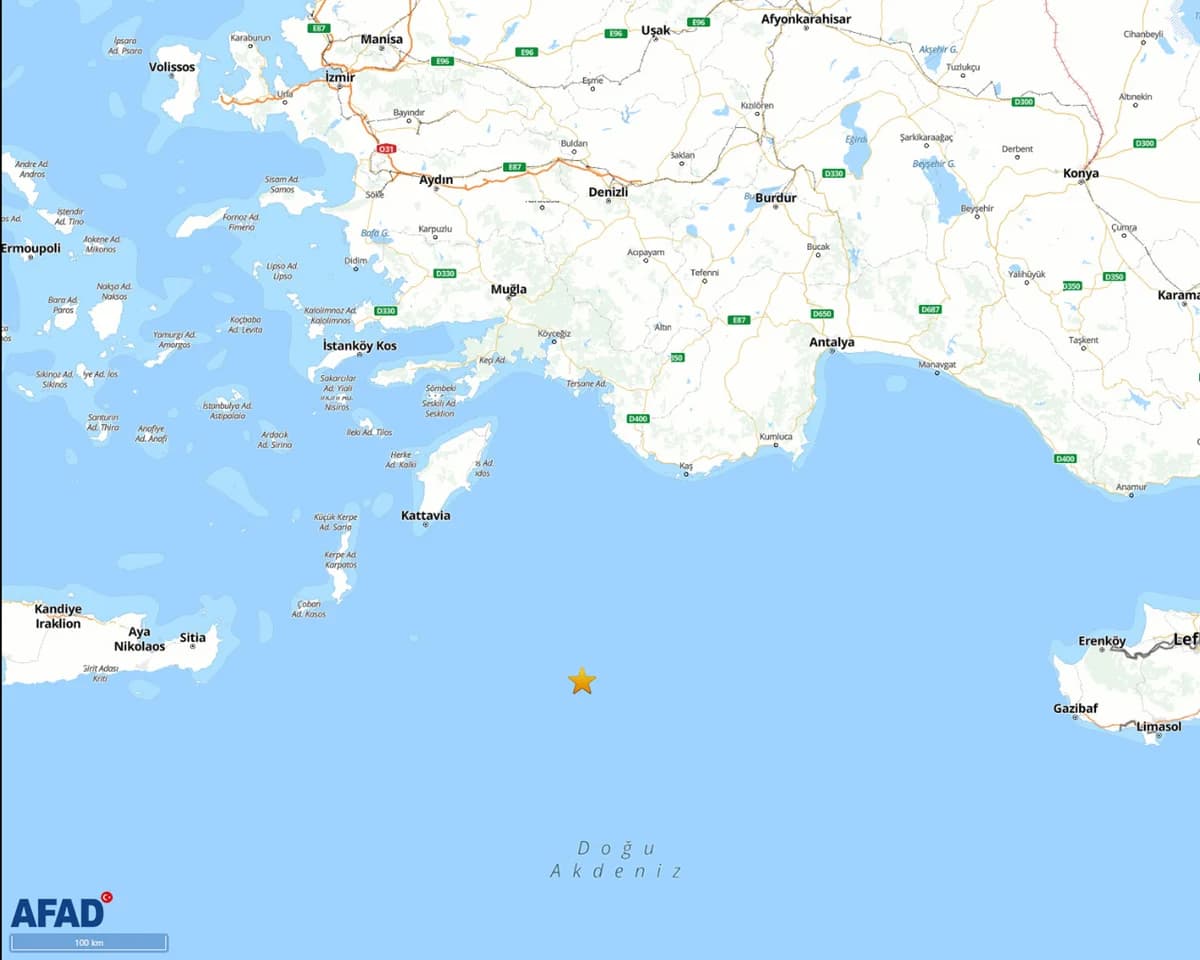 Akdeniz’de 4.5 Büyüklüğünde Deprem Gerçekleşti
