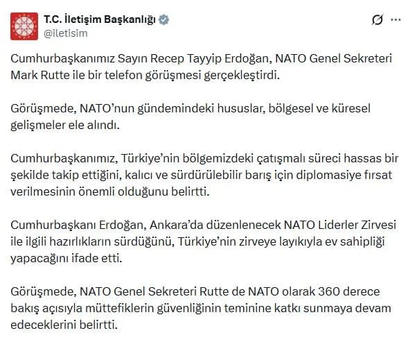 Erdoğan ve Rutte’den kritik zirve öncesi temas: Ankara NATO Liderler Zirvesi’ne hazır