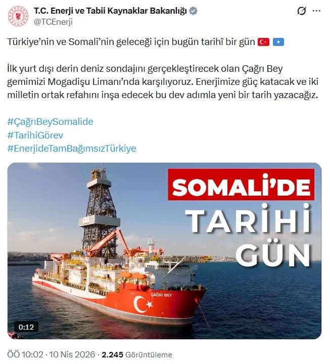 Çağrı Bey Gemisi Mogadişu Limanı’nda Karşılandı
