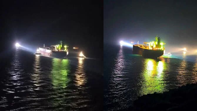 Çanakkale’de 12 gün önce karaya oturan dev petrol tankeri kurtarıldı