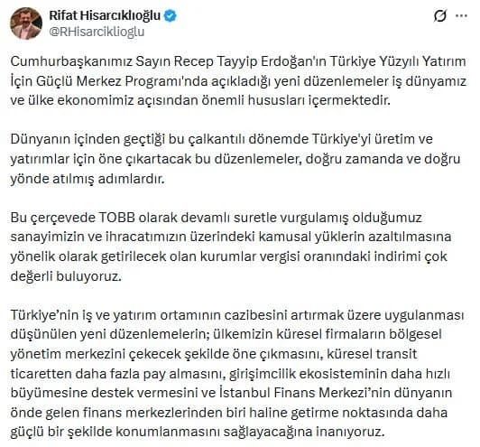 TOBB Başkanı Hisarcıklıoğlu’ndan ‘Türkiye Yüzyılı’ Vurgusu: Yeni Bir Atılım Süreci Kapıda