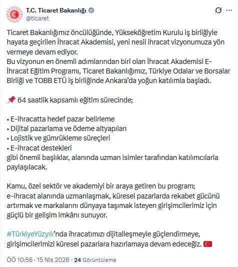 İhracat Akademisi E-İhracat Eğitim Programı Başladı