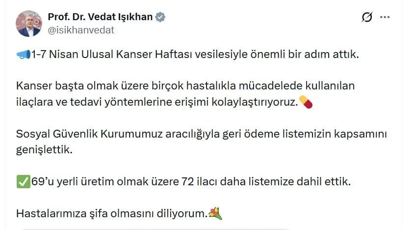 72 Yeni İlaç Geri Ödeme Listesine Alındı