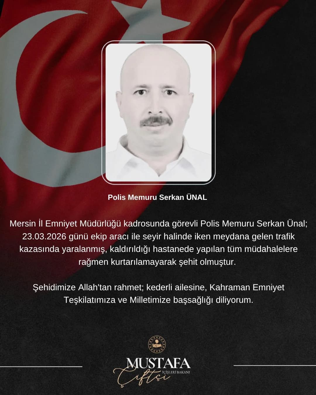 Mersin’de Trafik Kazasında Yaralanan Polis Memuru Şehit Düştü
