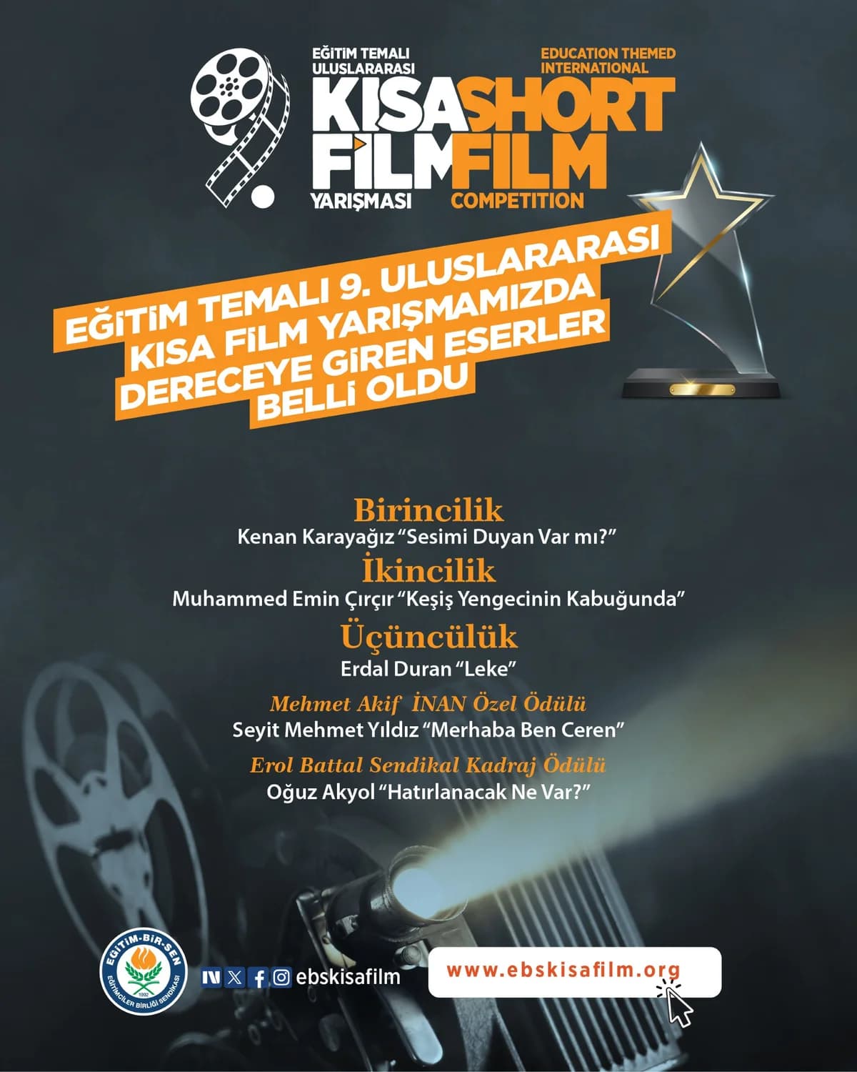 9. Uluslararası Eğitim Temalı Kısa Film Yarışması’nda Kazananlar Belli Oldu!