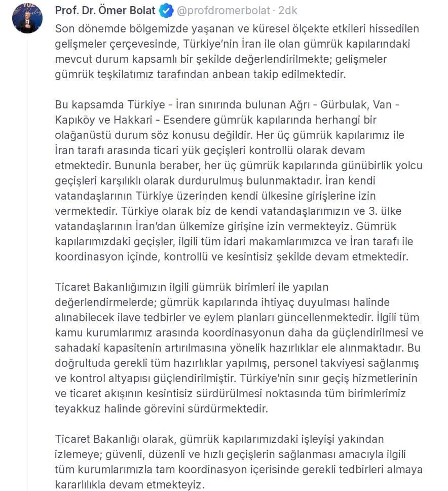 Türkiye-İran Sınırında Önemli Karar: Günübirlik Yolcu Geçişleri Durduruldu