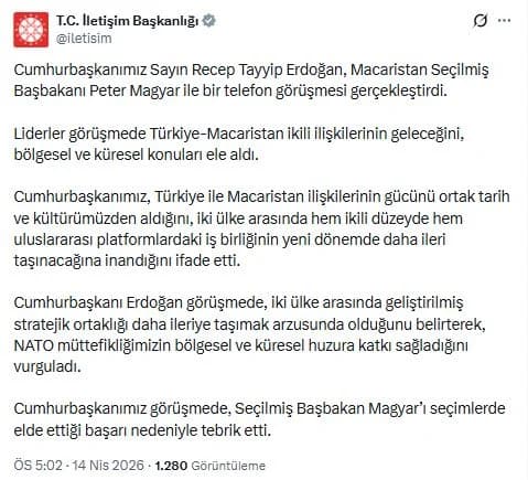 Cumhurbaşkanı Erdoğan’dan Macaristan Başbakanı ile Önemli Telefon Görüşmesi